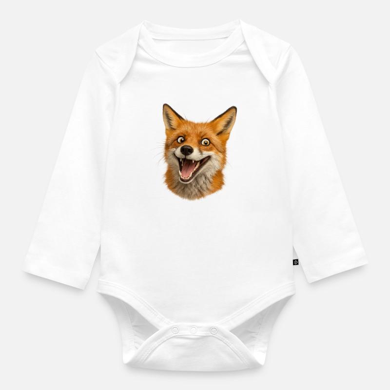 Fuchshead Freude Illustration - Baby Bio-Langarm-Body - Weiß