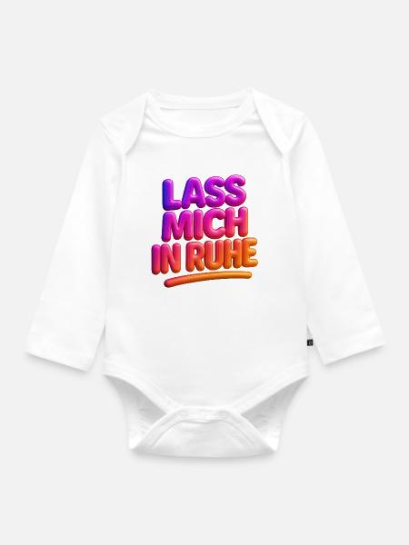Lass Mich In Ruhe Neon 3D Typografie - Baby Bio-Langarm-Body - Weiß