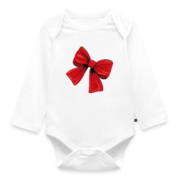 rote Schleife - Baby Bio-Langarm-Body - Weiß - Vorne