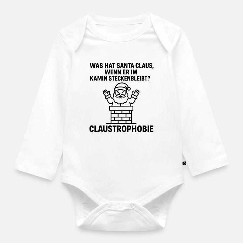 claustrophobie witziger weihnachts spruch  - Baby Bio-Langarm-Body - Weiß
