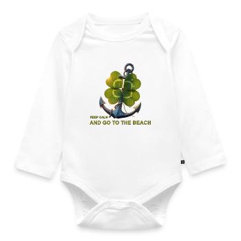 Shamrock Anchor Beach Motto - Organic Longsleeve Baby Bodysuit - white - Front