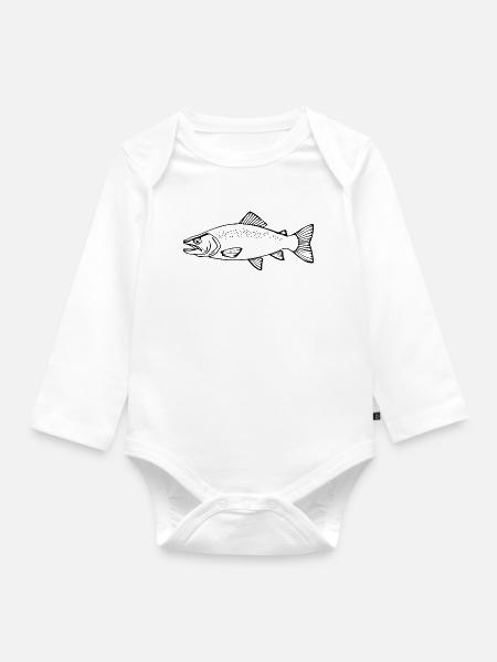 Forellen Angler Geschenk Fliegenfischen Raubfische - Baby Bio-Langarm-Body - Weiß