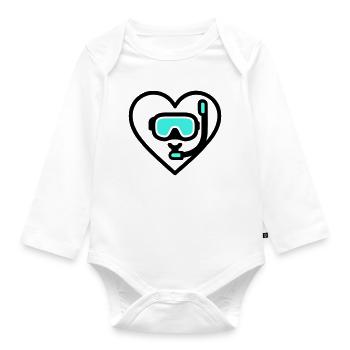 Herztauchen – Leidenschaft für das Meer - Baby Bio-Langarm-Body - Weiß - Vorne
