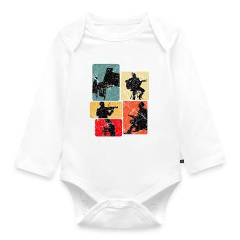 Musik Silhouetten Collage - Baby Bio-Langarm-Body - Weiß - Vorne