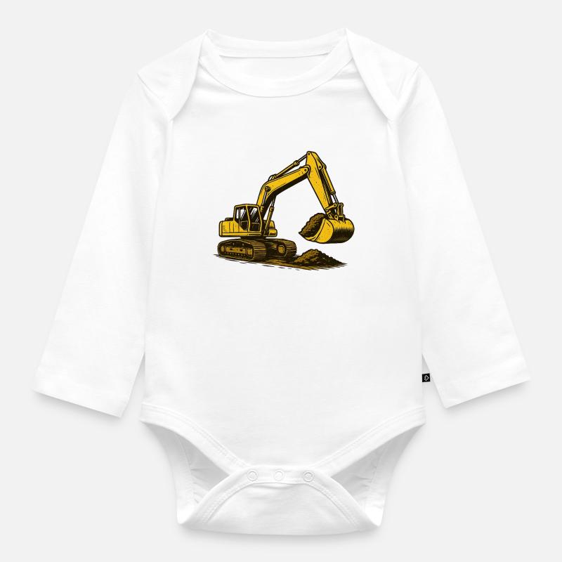 Bagger im Staub - Baby Bio-Langarm-Body - Weiß
