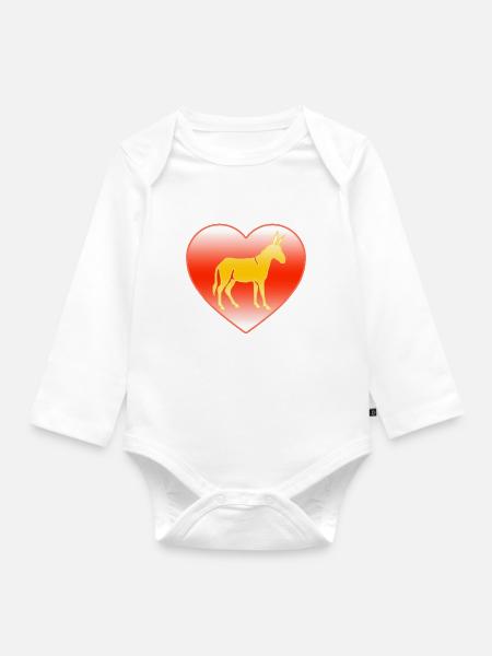 Esel - Baby Bio-Langarm-Body - Weiß
