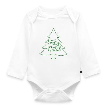 Feliz Natal Tannenbaum Weihnachtsdesign - Baby Bio-Langarm-Body - Weiß - Vorne