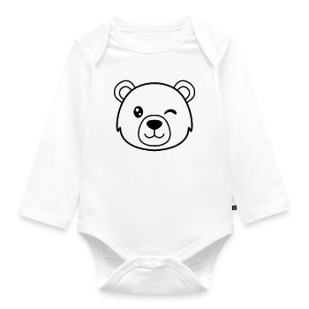 Wink bear. The bear gives the go-ahead - Organic Longsleeve Baby Bodysuit - white - Front