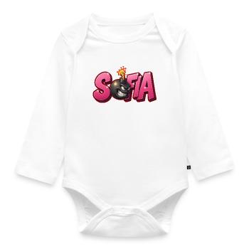 Sofia Graffiti Name Bomb Graffité 3D - Baby Bio-Langarm-Body - Weiß - Vorne