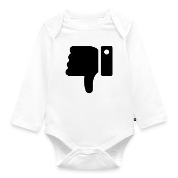 Dislike Hand, Hater Symbol, Thumbs Down - Organic Longsleeve Baby Bodysuit - white - Front