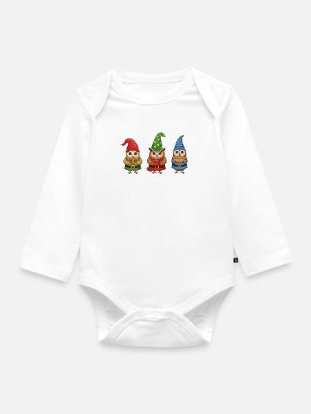 Eule Weihnachten Sonnenbrille Cool - Baby Bio-Langarm-Body - Weiß