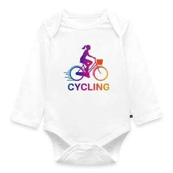 Rainbow Gradient Cyclist - Organic Longsleeve Baby Bodysuit - white - Front
