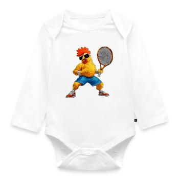 Huhn Tennisspieler - Baby Bio-Langarm-Body - Weiß - Vorne