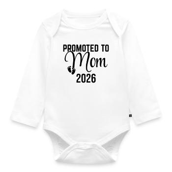 Promoted to Mom 2026 – Neue Mutter 2026 Design - Baby Bio-Langarm-Body - Weiß - Vorne