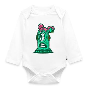 Sewer Neon Monster - Organic Longsleeve Baby Bodysuit - white - Front