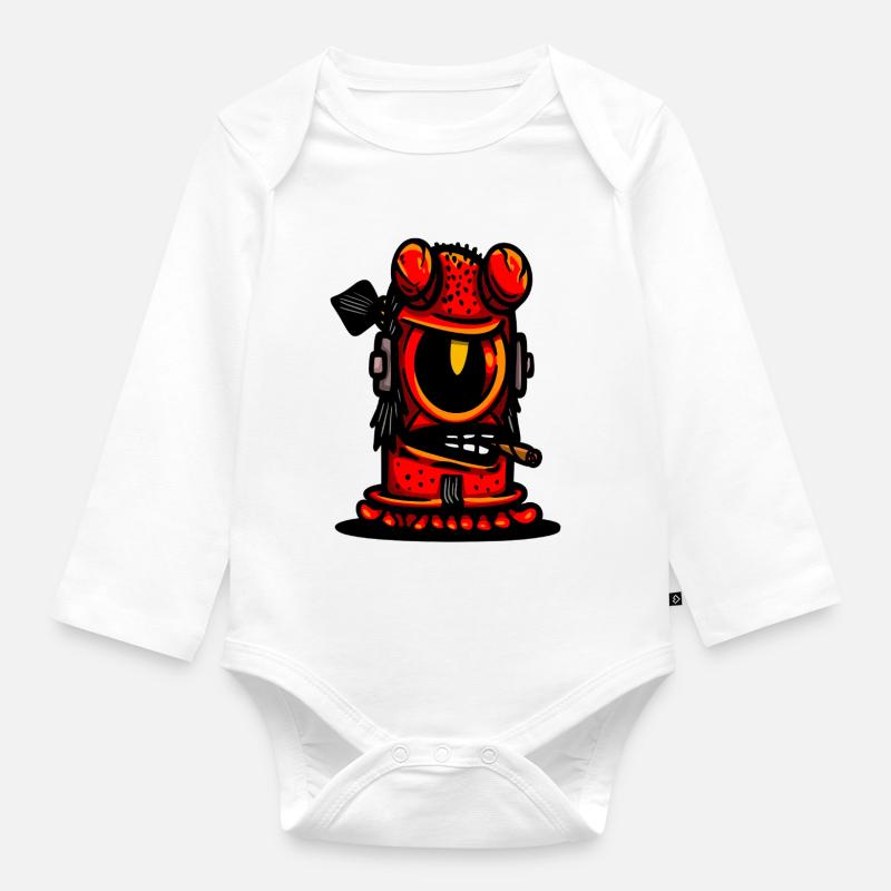 Red Devil Cigar Karikatur - Baby Bio-Langarm-Body - Weiß