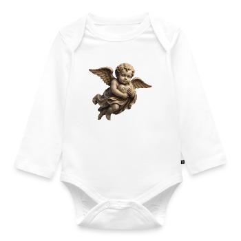 CUPID CHERUB #1 - peace & love - Organic Longsleeve Baby Bodysuit - white - Front