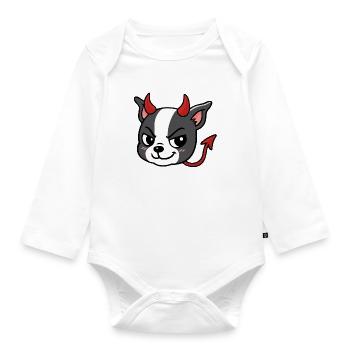 Boston – Teufel - Baby Bio-Langarm-Body - Weiß - Vorne
