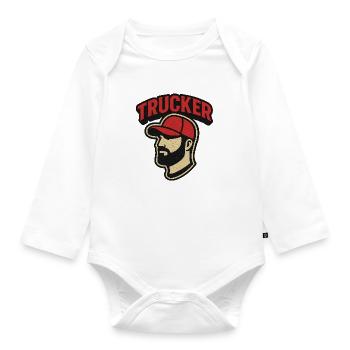 Trucker head with red cap - Organic Longsleeve Baby Bodysuit - white - Front