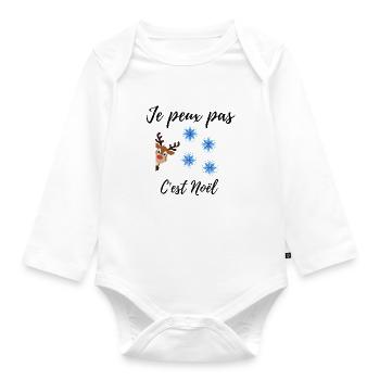 Santa Reindeer T-shirt - Organic Longsleeve Baby Bodysuit - white - Front