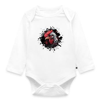Blutroter Hahnenkopf Splatter - Baby Bio-Langarm-Body - Weiß - Vorne