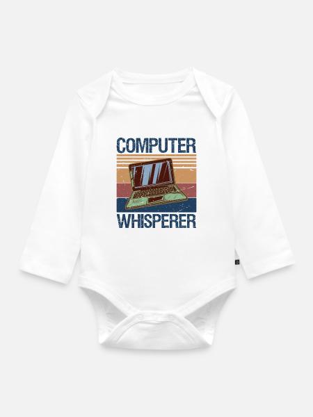 Computer Whisperer Shirt IT Tech Support Nerds - Baby Bio-Langarm-Body - Weiß