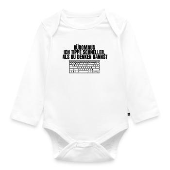 Office Mouse Design - Organic Longsleeve Baby Bodysuit - white - Front