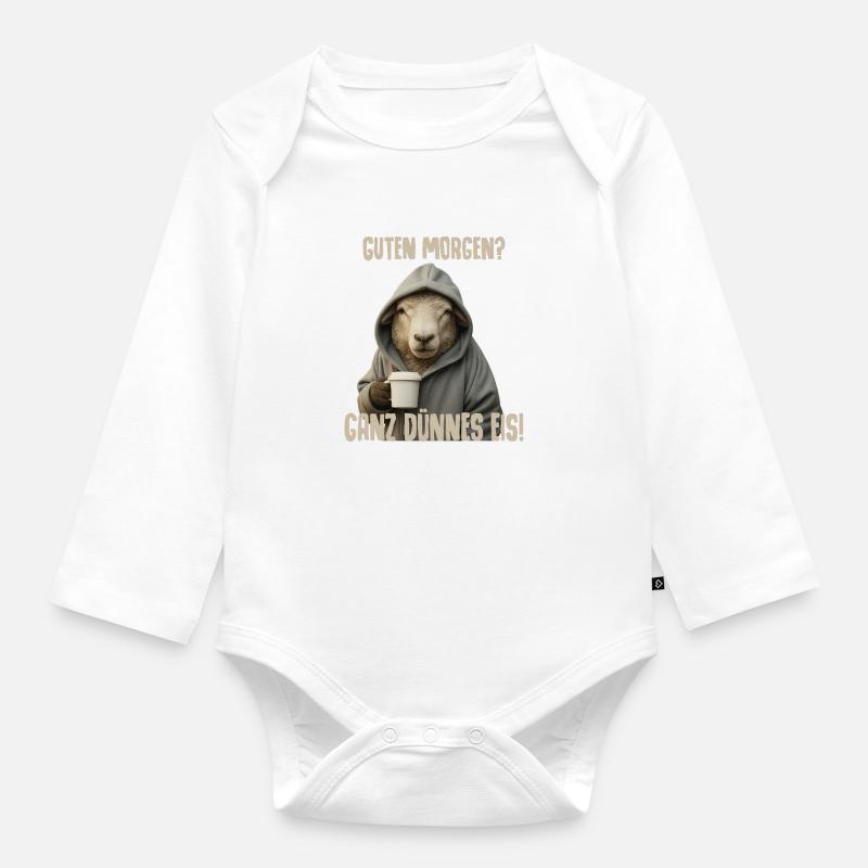 Café du matin avec sweat à capuche mouton - Body Bébé bio manches longues - blanc