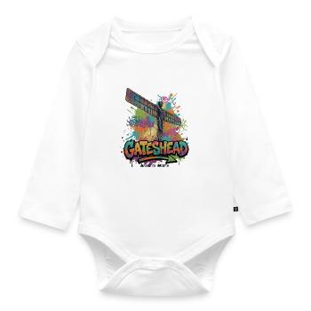 Angel of the North – Wings over the North - Organic Longsleeve Baby Bodysuit - white - Front