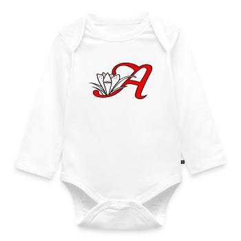 Buchstabe A Initiale - Baby Bio-Langarm-Body - Weiß - Vorne