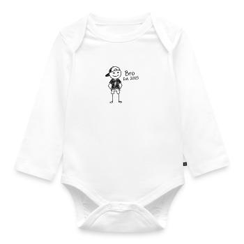 Bro Est 2025 Cartoon Character - Organic Longsleeve Baby Bodysuit - white - Front