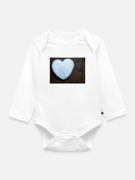 Herz aus Schnee - Baby Bio-Langarm-Body - Weiß