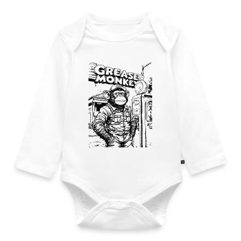 GreaseMonkey Line Art - Organic Longsleeve Baby Bodysuit - white - Front