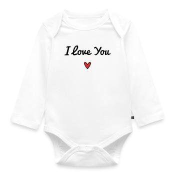 ICH LIEBE DICH. NUR LIEBE. LIEBE. ICH LIEBE DICH. HERZ - Baby Bio-Langarm-Body - Weiß - Vorne