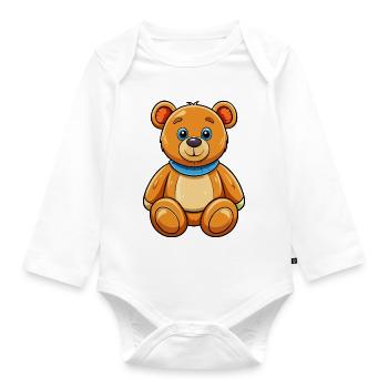 Teddybär - Baby Bio-Langarm-Body - Weiß - Vorne