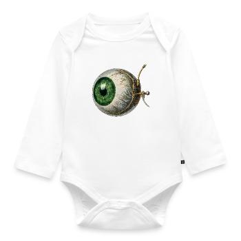 Anatomical Eye with Green Iris – Vintage Style - Organic Longsleeve Baby Bodysuit - white - Front