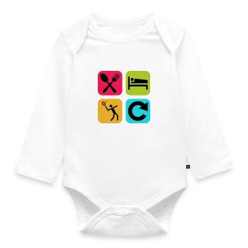 Eat Sleep Tennis Repeat Funny Quote Court - Organic Longsleeve Baby Bodysuit - white - Front