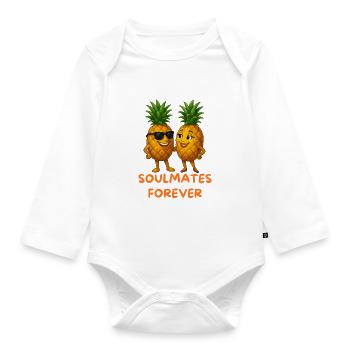 Soulmates Pineapples Forever - Organic Longsleeve Baby Bodysuit - white - Front