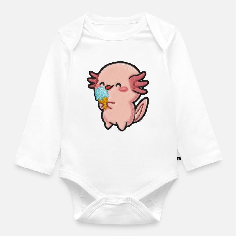 Kleiner Axolotl Eiscreme Spaß - Baby Bio-Langarm-Body - Weiß