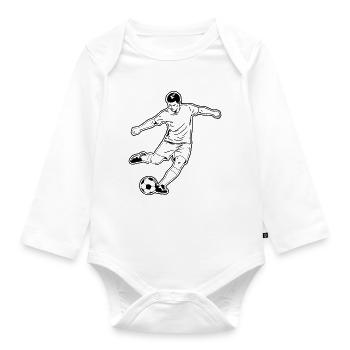 Fußball Spieler Schuss Torjäger Vektor - Baby Bio-Langarm-Body - Weiß - Vorne