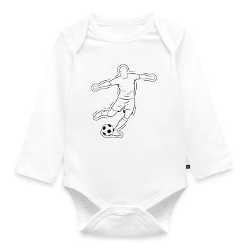 Fußball Dribbling Spieler Lauf Vektor - Baby Bio-Langarm-Body - Weiß - Vorne