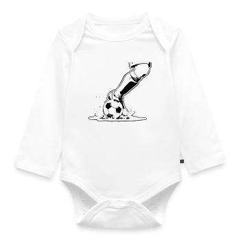 Fußball Schuss Nahaufnahme Kick Vektor - Baby Bio-Langarm-Body - Weiß - Vorne