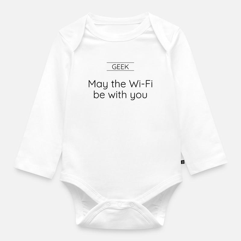GEEK – Möge das WLAN mit dir sein. - Baby Bio-Langarm-Body - Weiß