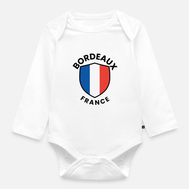 Conception du bouclier du drapeau français - Body Bébé bio manches longues - blanc