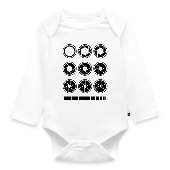 aperture exposure time camera photography - Organic Longsleeve Baby Bodysuit - white - Front