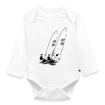ILCA Laser Sailing dinghies sailboats in the regatta - Organic Longsleeve Baby Bodysuit - white - Front