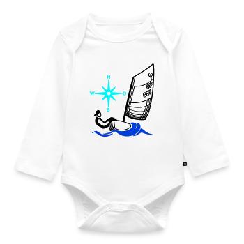 Optimist Opti Sailboat Sailing Kids Regatta - Organic Longsleeve Baby Bodysuit - white - Front