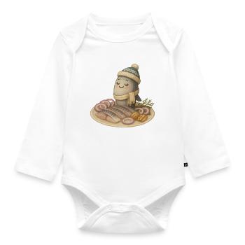 Stolzer Hering - Baby Bio-Langarm-Body - Weiß - Vorne