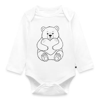 Teddybär mit Herz – kuschelige Liebe - Baby Bio-Langarm-Body - Weiß - Vorne