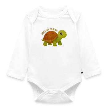 Too Cool To Rush Turtle - Organic Longsleeve Baby Bodysuit - white - Front